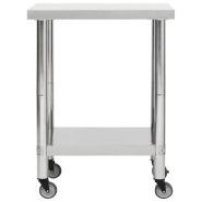 Vidaxl table de travail de cuisine avec roues 80x45x85 cm inox 51635_1