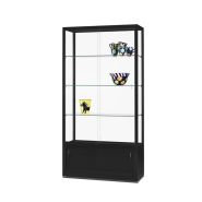 Vitrine haute l 100 cm aluminium noir avec rangement