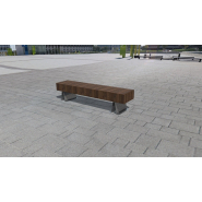 Banc en acier inoxydable et bois classe IV - Design traverses en pin - Référence MUB16_1