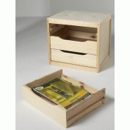 Bloc-tiroirs en pin - 39 x 30 x 29.5 cm - 3 tiroirs superposables, marron_1