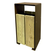 Corbeille publique Taulo 60 L - Lames en pin traité autoclave - Structure en acier peint - Vidage par basculement_1