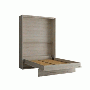 Armoire lit escamotable Mykonos - Pin/Gris Graphite - Couchage 140x200 cm - Ouverture assistée et design bi-ton_1