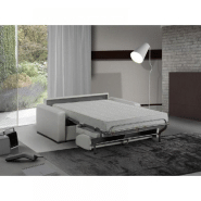 Canapé convertible express MASTER 140 cm - Matelas 18 cm - Cuir vachette blanc cassé - 3 places_1
