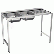 Plonge inox 2 bacs sur support - P 500 mm - 1200, à gauche_1