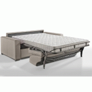 Canapé convertible premium express 140 cm - sommier à lattes Renatonisi - matelas Bultex - cuir vachette taupe clair_1