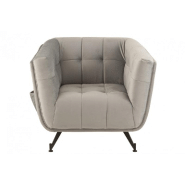 Fauteuil lounge Marianah gris clair - style contemporain - structure bois et assise velours capitonnée_1