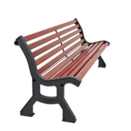 Banc public en bois exotique et acier - pieds en fonte - Lublin, longueur 2000 mm_1