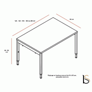 Bureau droit réglable en hauteur OGI Y - MDD - Blanc, 140 x 80 cm_1