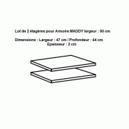Lot de 2 étagères Maddy - 47 x 44 x 2 cm - Panneaux agglomérés - Décor Linegrey_1