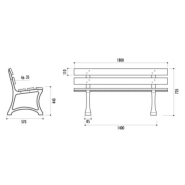 Banc public Dresde - 180 cm - lames en pin du Nord, pieds en fonte antirouille_1