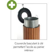Corbeille publique ronde 70L - Aspect bois - Réf 160493_1