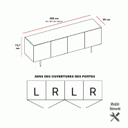 Meuble 4 portes Bloom - Quadrifoglio. - Noir désire brillant, Or, Laqué anthracite / noir désire brillant_2
