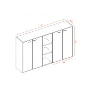 Armoire mi-haute à portes battantes avec niches ouvertes MAGIC - L219 x H133 cm - Kesiolt_1