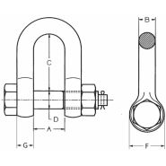 Manille de levage droite HR à boulonner - modèle AG_MDBR - jusqu'à 85 tonnes - conforme EN13889_1