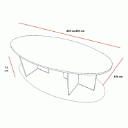 Table de réunion ovale Tono - Mobel Linea. - 250, Anthracite_1