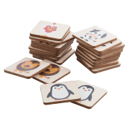 Jeu de memory en bois de bouleau laminé - motifs animaux - 24 tuiles avec logo imprimé_1