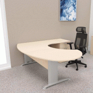 Bureau ergonomique et caisson intégré Sigma - Mobel Linea - 220, Alu, Chêne moyen , Droite, 4 tiroirs_0