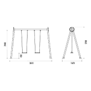 Portique 2 Places en Bois avec Sièges en Caoutchouc et Chaines en Acier Inoxydables_1