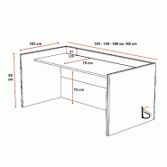 Bureau comptoir bas avant - Ofitres : accueil design - 129, Blanc, Oui, Noir brillant_1
