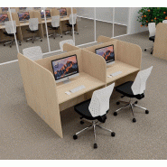 Bureau de call center version double 4 personnes. - Chêne moyen , 4 places_0
