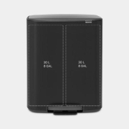 Poubelle à pédale Brabantia Bo - 2 x 30 litres - Matt Black - Idéale pour trier les déchets et spacieuse_1