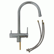Robinet de cuisine mitigeur 3 voies chromé modèle col de cygne pour filtre sous évier_1
