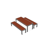 Table et 2 bancs en acier inoxydable et bois exotique - Haute qualité - Référence MUB13 - Longueur 2m standard_1