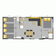 Mobil home santafé trio / 3 chambres et une salle de bains / 34 m² / 6 à 8 personnes / 9.35 x 4 m