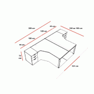 Bureaux bench compact Tempo avec caissons - Mobel Linea - 160, Alu, Acacia foncé, 3 tiroirs_1