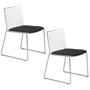 Ensemble de 2 Chaises FLORA - Assise Tapissée en Tissu Polyester - Piétement Chromé - Référence 8040 SR G_1