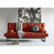Canapé clic-clac convertible Innovation Living Fraction - 140x200 cm - Capitonné tissu Elegance Paprika_1