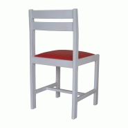 Lot de 2 chaises Aradis en hêtre massif - fabrication française - blanc et rouge - assise simili cuir Dallas_1