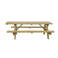 Lot de 4 tables pique-nique en bois Province - 45 mm d'épaisseur avec trou pour parasol_1