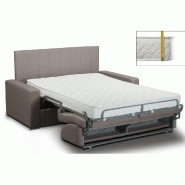 Canapé lit Levallois - Convertible express 120x197 cm - Matelas 16 cm - Tête de lit intégrée - Tweed taupe sable_1