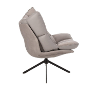 Fauteuil relax pivotant Pietra - tissu gris métallisé - design contemporain - structure bois massif et piètement en métal noir_1