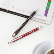 Stylo à bille en aluminium - encre bleue - couleur noire - 14g_1