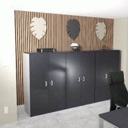 Armoire moyenne avec portes en bois - Mobel Linea - 80, Gris anthracite_2