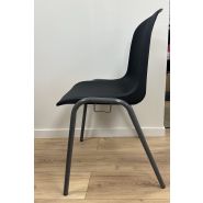 Chaise empilable à coque EMMA - Coloris gris anthracite - Classement feu M4/M2 - Piètement acier Ø22 mm_1
