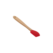 Spatule à pâtisserie en silicone - manche en bambou - couleur rouge - 20g_1