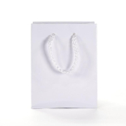 Sac Luxe pelliculé blanc 11x6x14cm - poignées cordelières - par 12_1