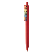 Stylo à bille en plastique - encre bleue - clip spécial pour doming ou impression UV - couleur rouge_1