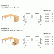 Bureau compact Idea 01 avec caisson - Quadrifoglio - 180, Wenge, Droite, 4 tiroirs_1