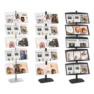 Présentoir vitrine Presse H 200 cm GRIS 5 étagères PLEXIGLASS Réf : 214175_1