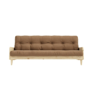 Canapé 3 places convertible Indie - Style scandinave - Futon taupe - Couchage 130x190 cm - Karup_1