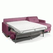 Canapé d'angle scandinave - 3 places convertible ouverture express - Matelas 16 cm - Sommier à lattes Renatonisi - Tweed Rose_1