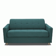 CANAPÉ MEZZANO CONVERTIBLE EXPRESS MATELAS 16 CM SOMMIER MÉTAL 140 CM TISSU TWEED BLEU PAON_1