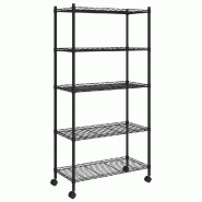 Vidaxl étagère de rangement 5 niveaux roues 75x35x155 cm noir 250 kg 324630_1