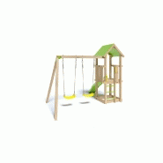 Aire de jeux Easy-Xperience - plateforme 1,2 m, toboggan, 2 balançoires, bac à sable - fabrication française_1