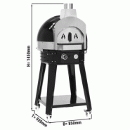Four à pizza à gaz noir avec support - chambre Ø 700 mm | Ggm_1
