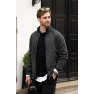 Veste en polaire tricotée à fermeture éclair intégrale - Gris clair chiné - Montana Men - Nimbus_1